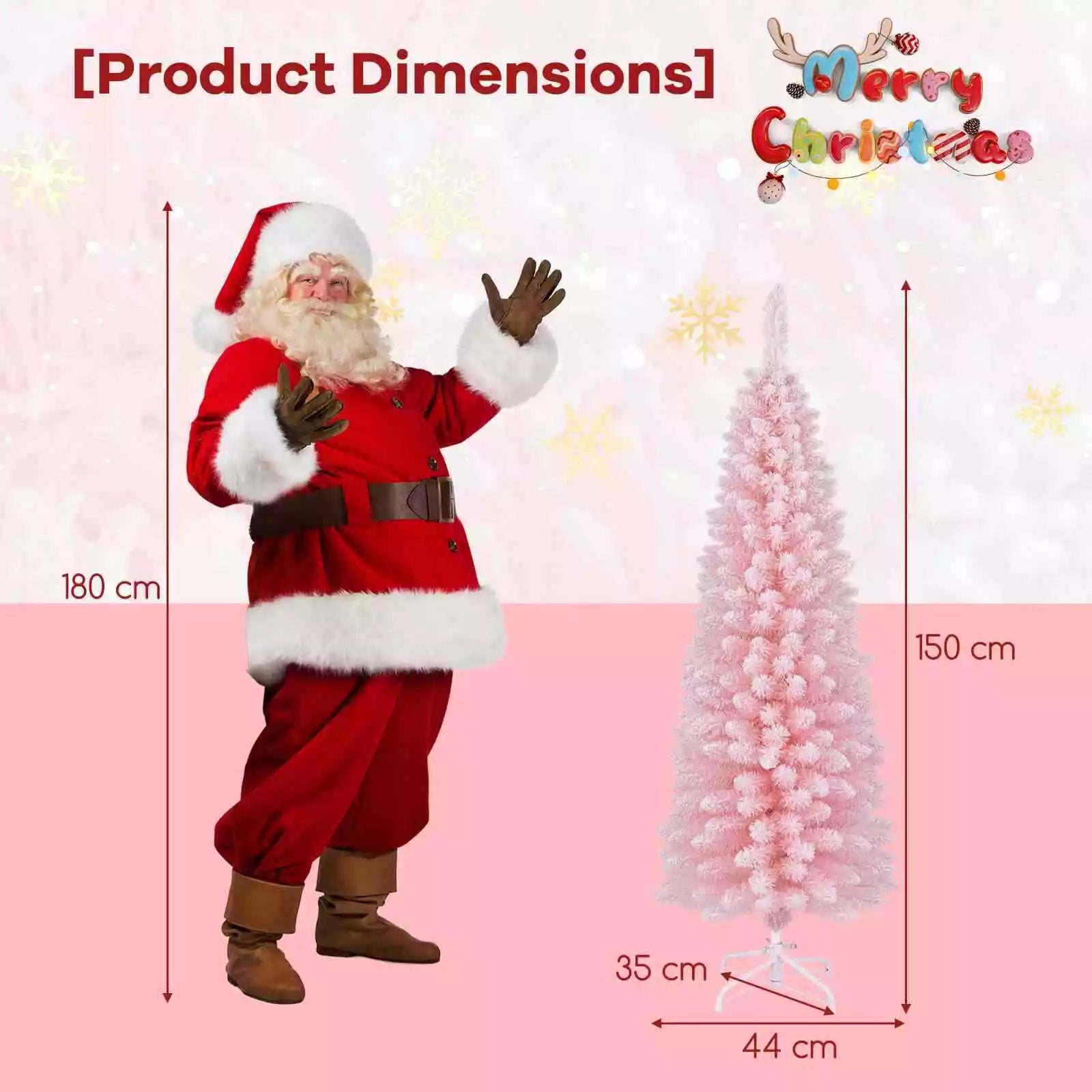 Christmas Slim Pencil Tree Unlit Corner Xmas Decoration for Seasonal Home