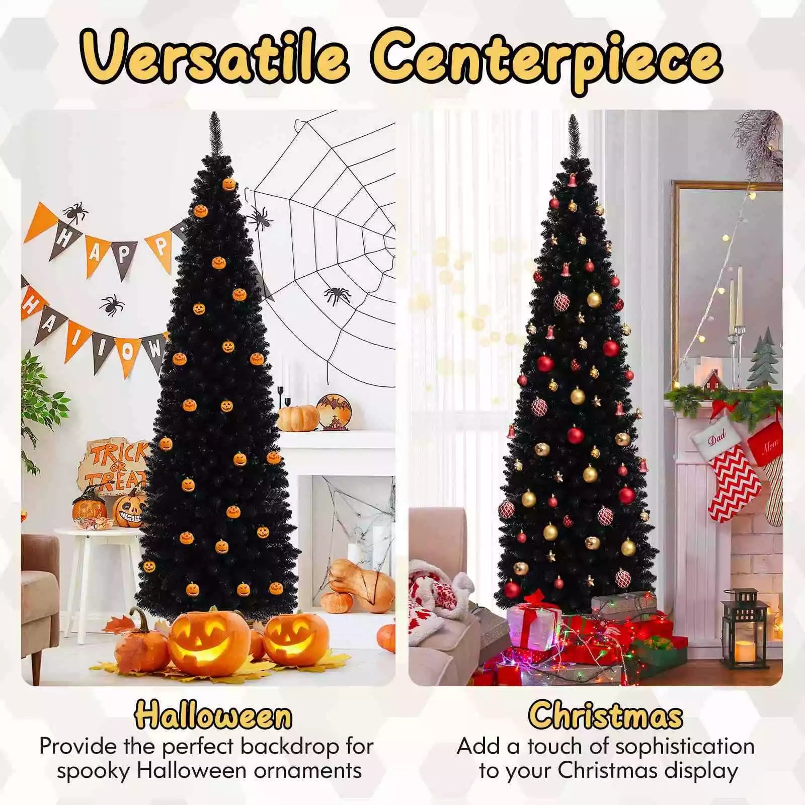 Artificial Halloween Christmas Tree Slim Pencil Tree Decoration for Corner Party