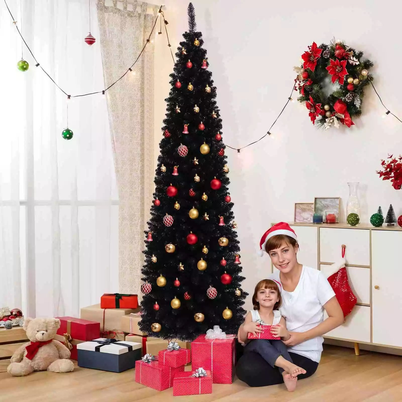 Artificial Halloween Christmas Tree Slim Pencil Tree Decoration for Corner Party