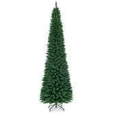 1.5/1.8/2.1/2.4/2.7 M Green Pencil Christmas Tree with 400 PVC Branch Tips and Foldable Sturdy Metal Stand