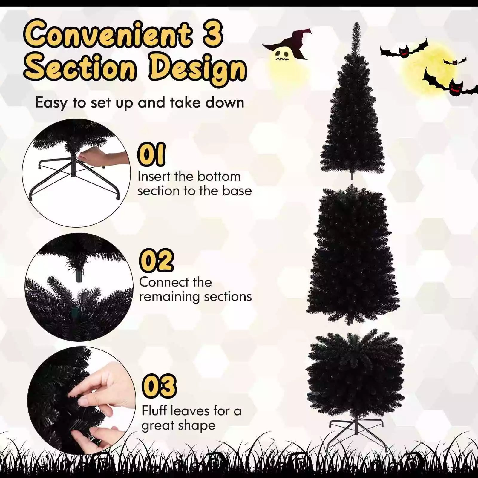 Artificial Halloween Christmas Tree Slim Pencil Tree Decoration for Corner Party