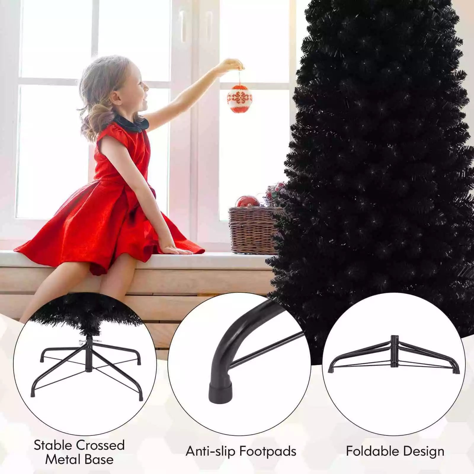 Artificial Halloween Christmas Tree Slim Pencil Tree Decoration for Corner Party