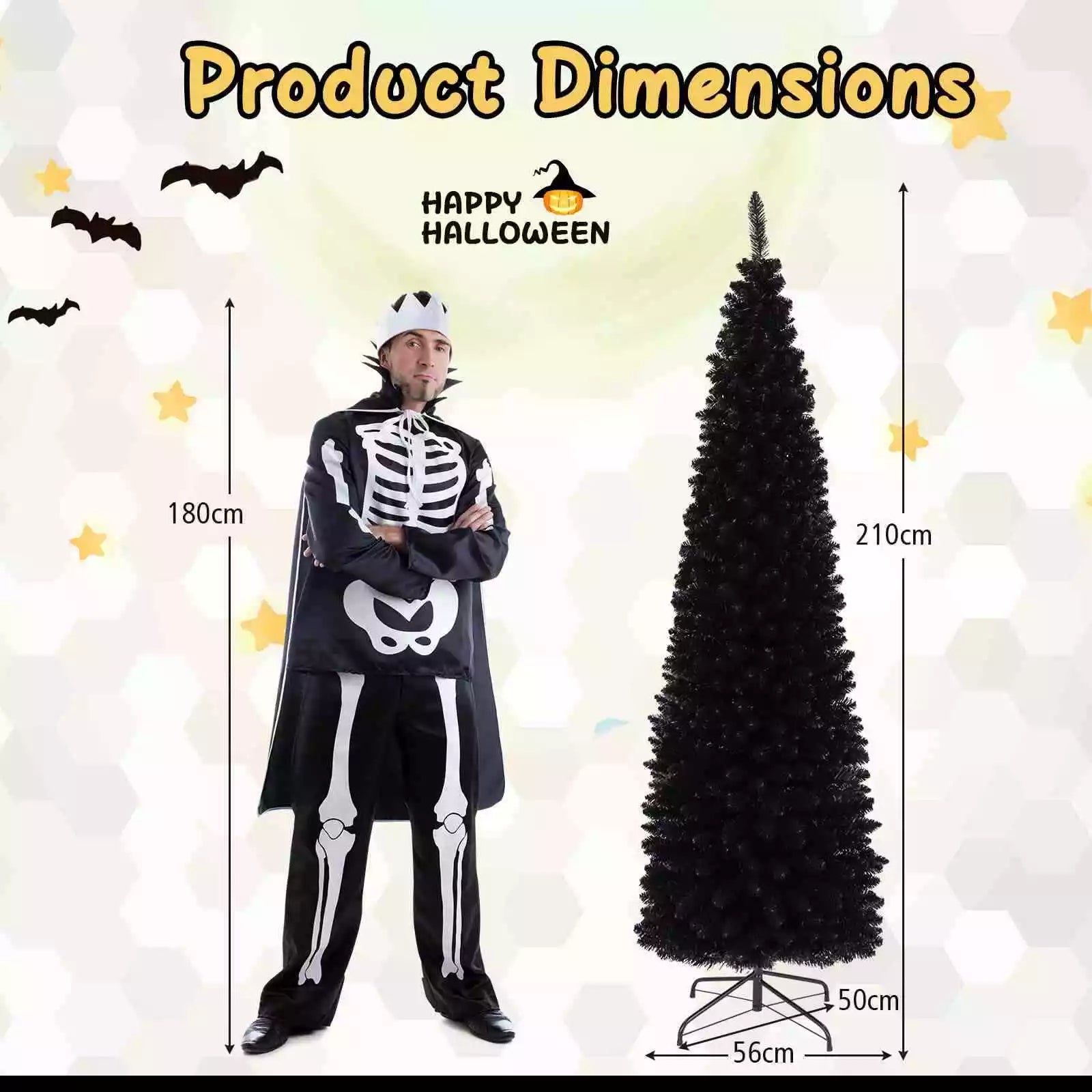 Artificial Halloween Christmas Tree Slim Pencil Tree Decoration for Corner Party