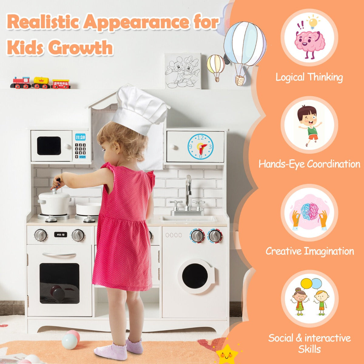 Pretend Kitchen Toys with Washing Machine