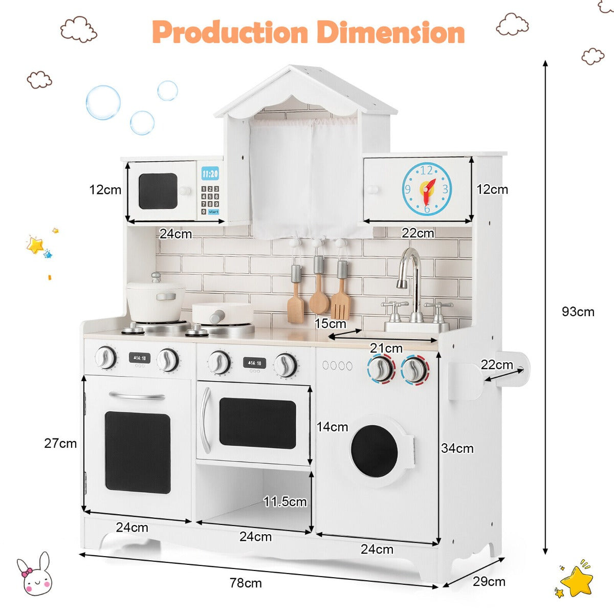Pretend Kitchen Toys with Washing Machine