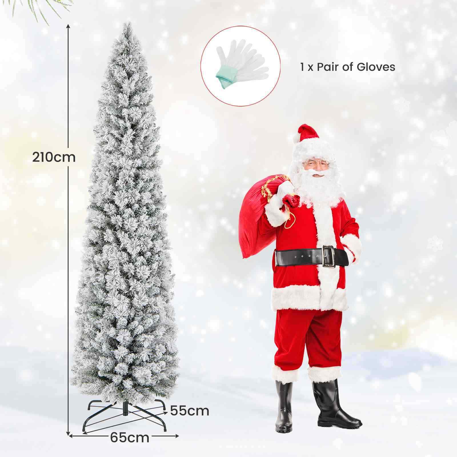 210 CM Pre-Lit Pine Needles Christmas Tree w/210 LED Lights & 466 Branch Tips