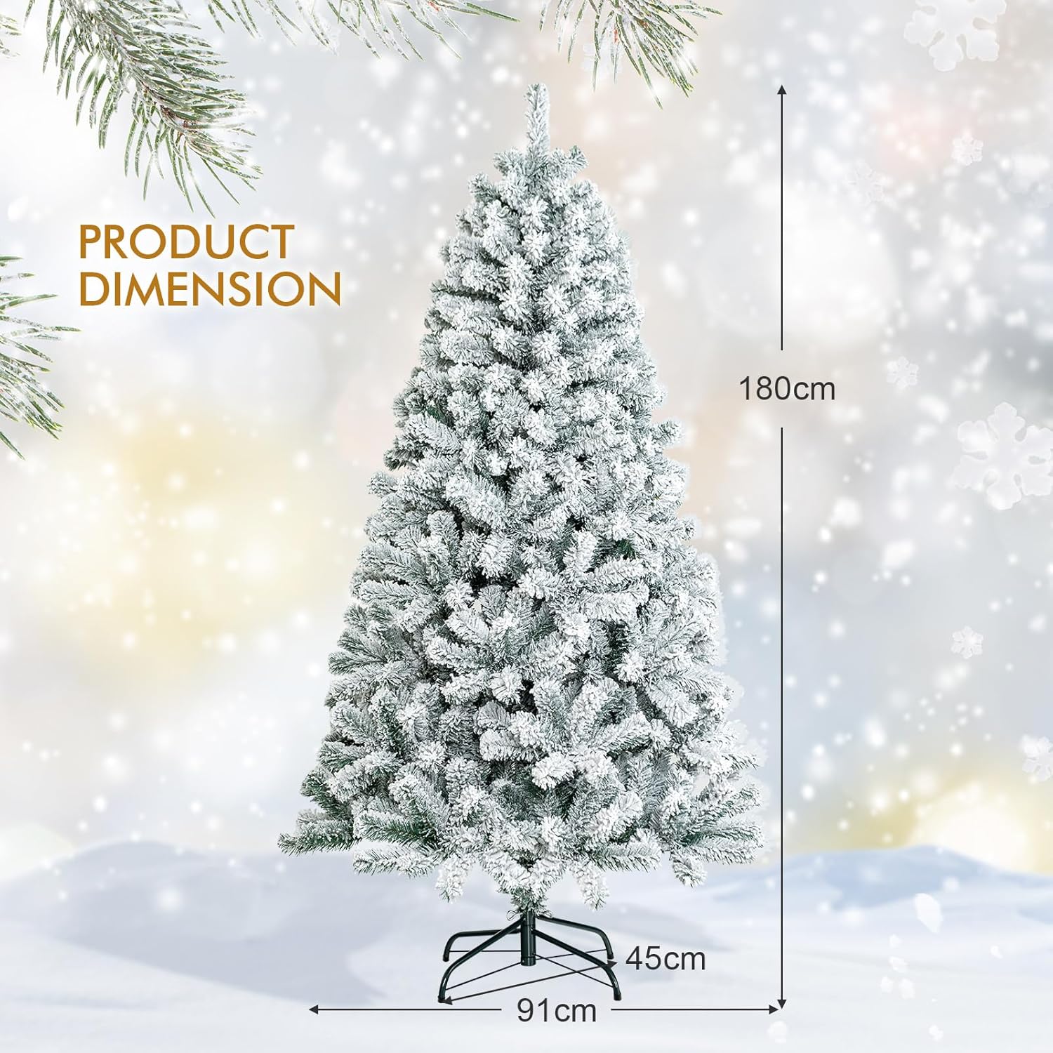 1.8M White Artificial Holiday Christmas Tree with 600 PVC Tips for Christmas Decoration