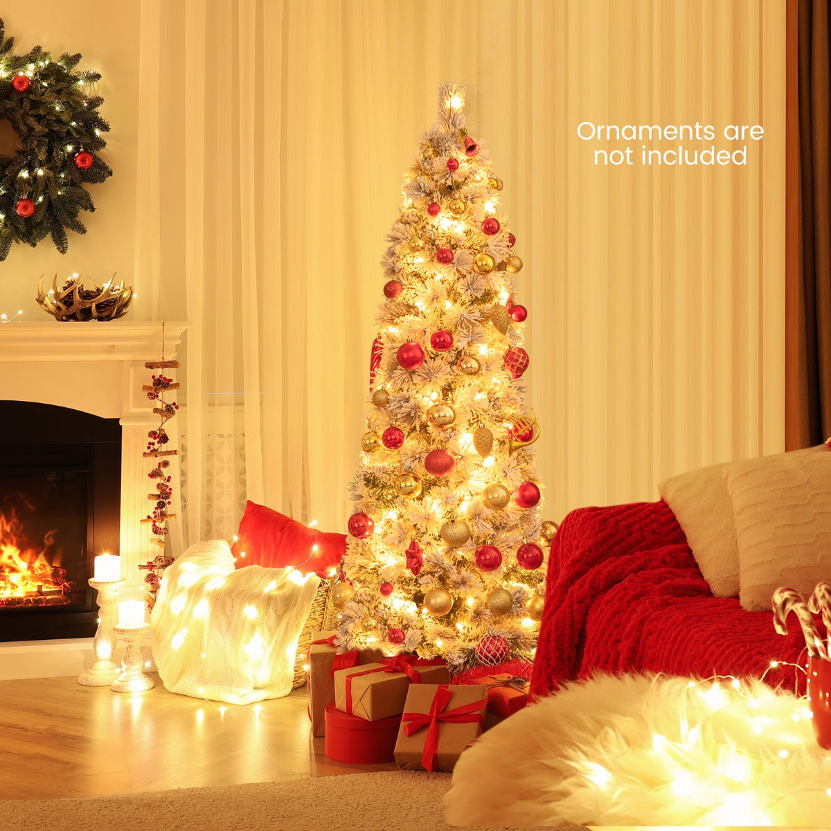 135 Slim Christmas Tree with 258 Branch Tips and 100 LED Lights