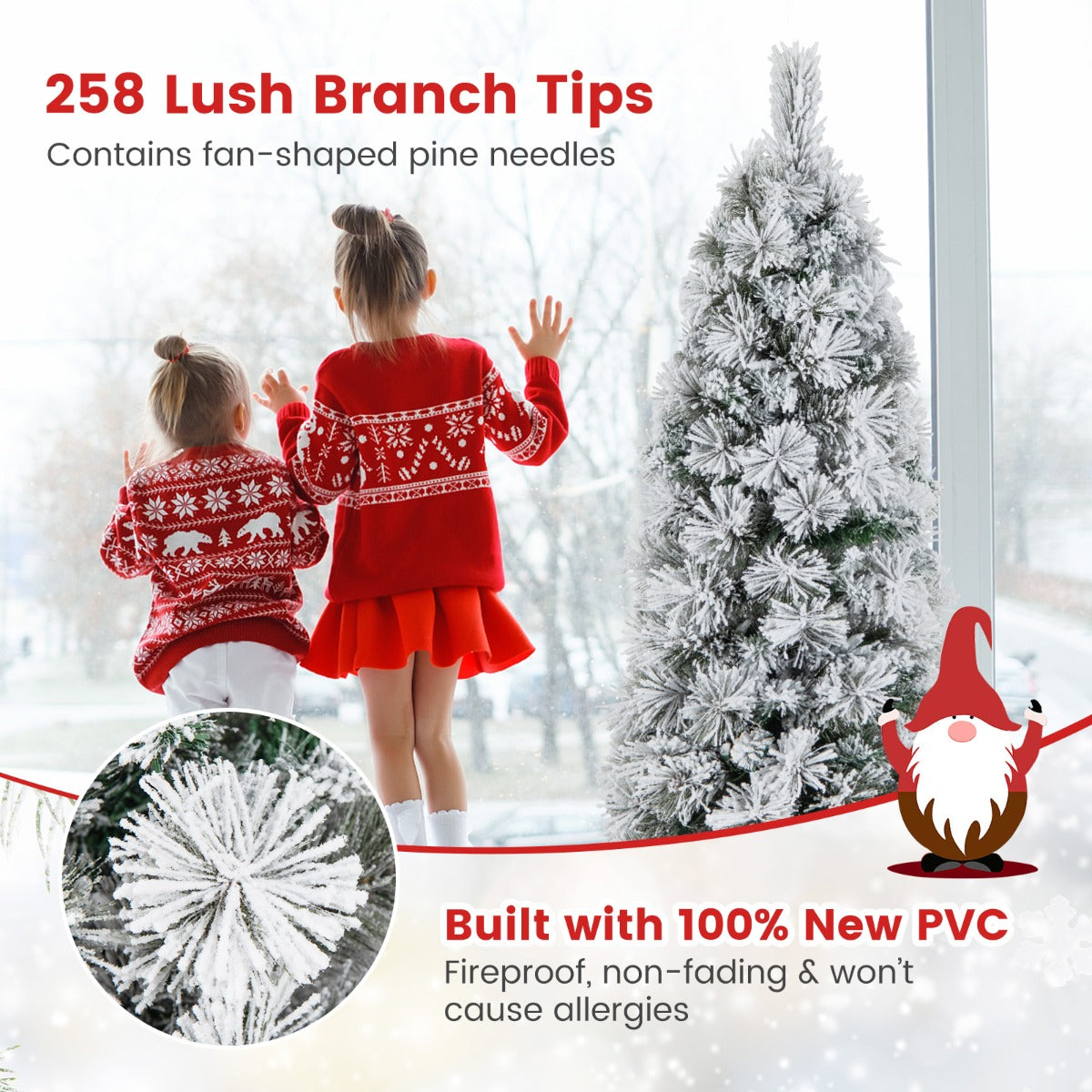 135 Slim Christmas Tree with 258 Branch Tips and 100 LED Lights