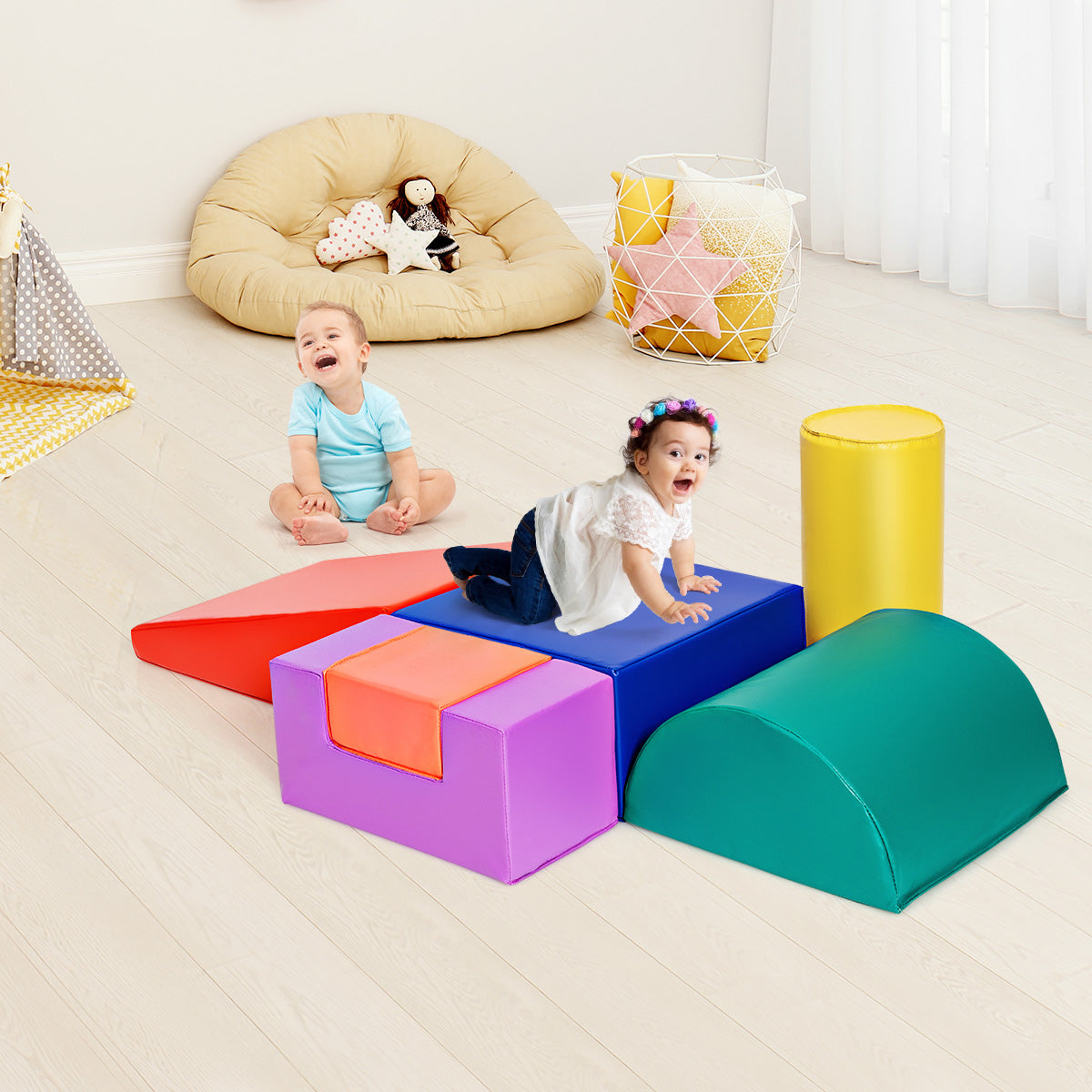6 Pieces Indoor Climb and Crawl Activity Playset for Kids