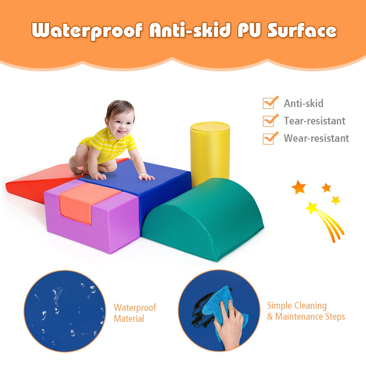 6 Pieces Indoor Climb and Crawl Activity Playset for Kids