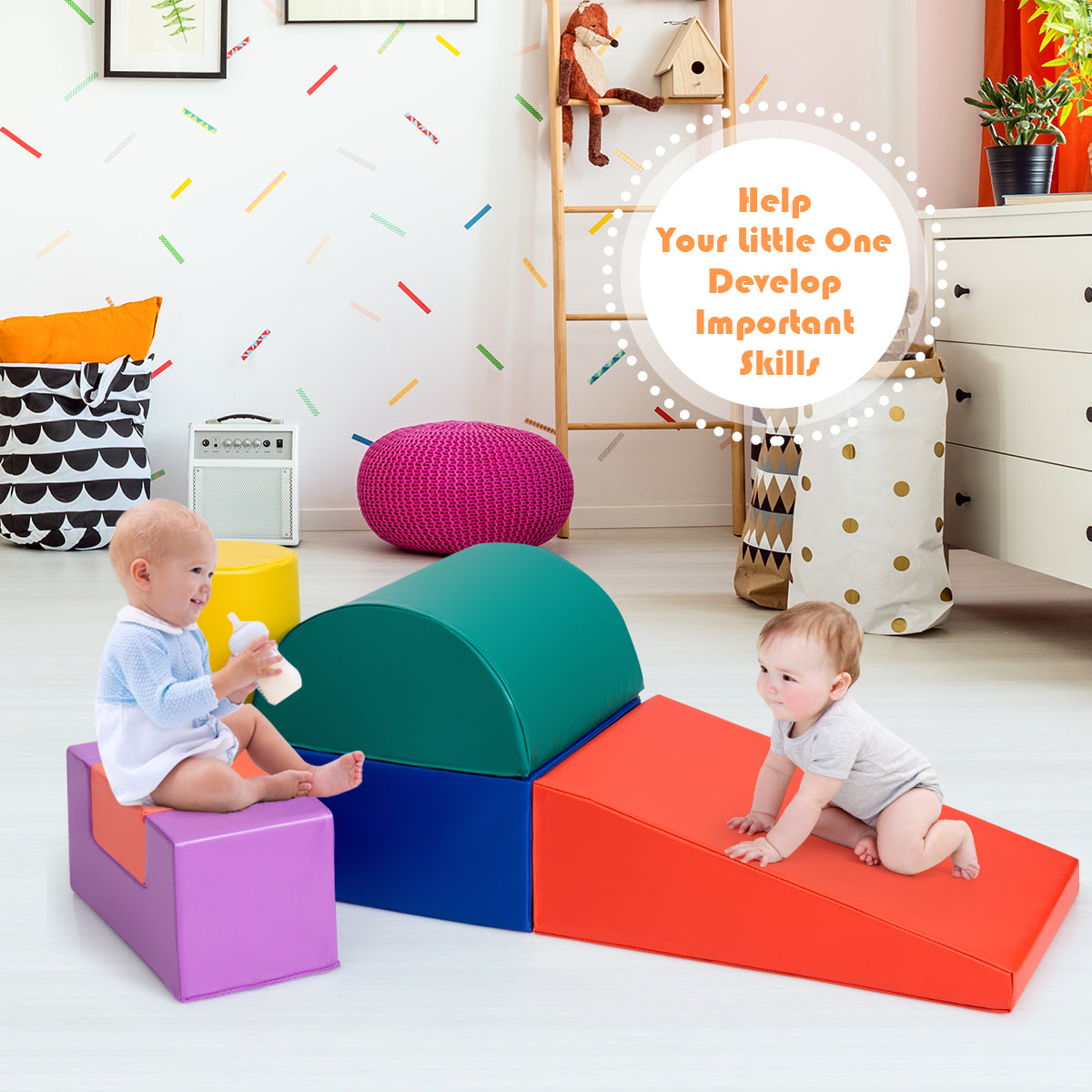 6 Pieces Indoor Climb and Crawl Activity Playset for Kids
