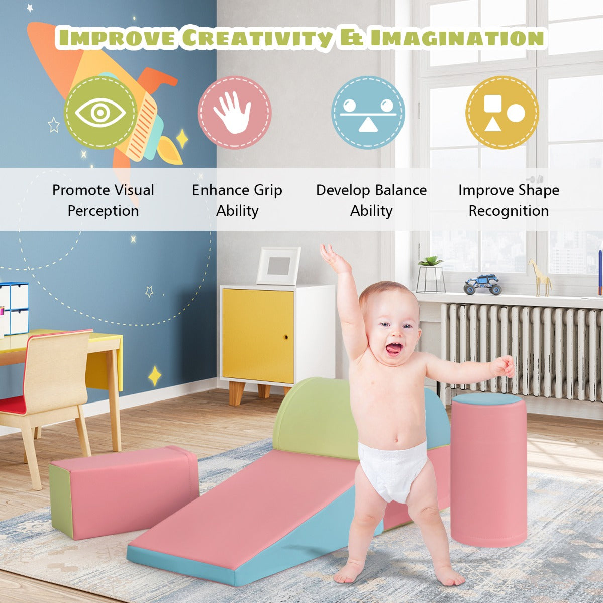 Kid Crawl Climb Foam Shapes Playset for Toddler