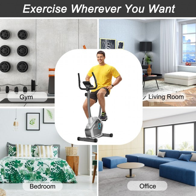 8 Level adjustable Resistance Stationary Exercise Bike Magnetic Cycling Bike with Pulse Sensor & LCD Display