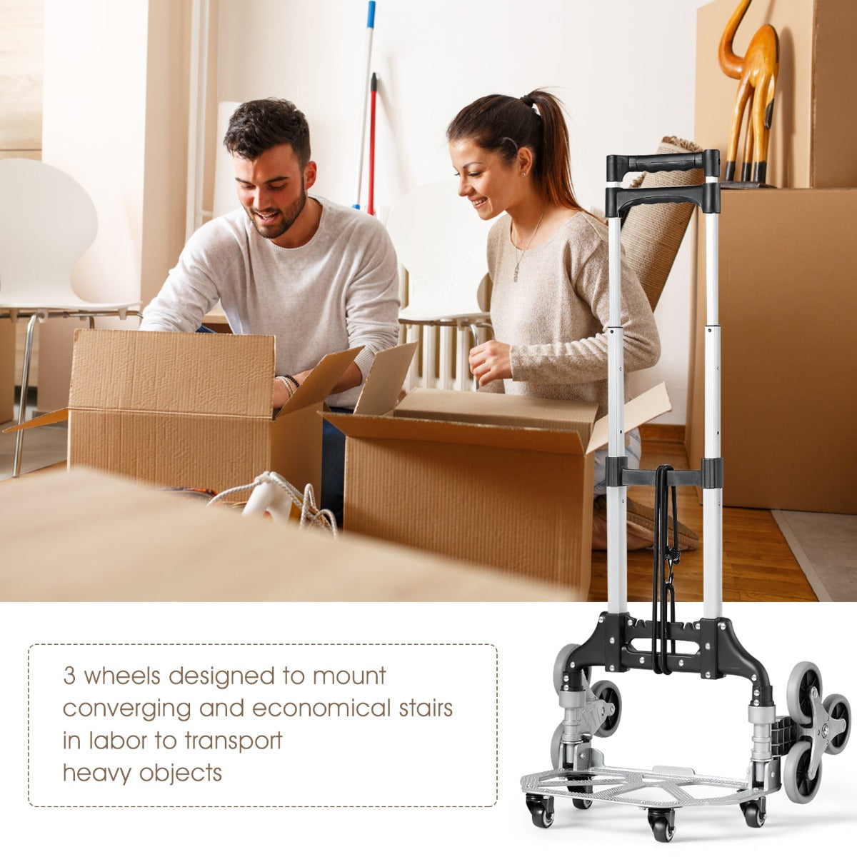 Outdoor Stair Climbing Cart with Elastic Rope
