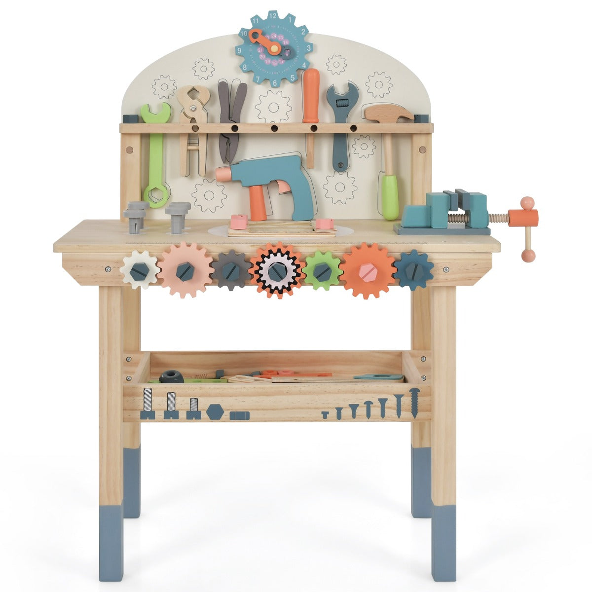 Large Wooden Tool Bench with Rich Tool Set & Realistic Accessories