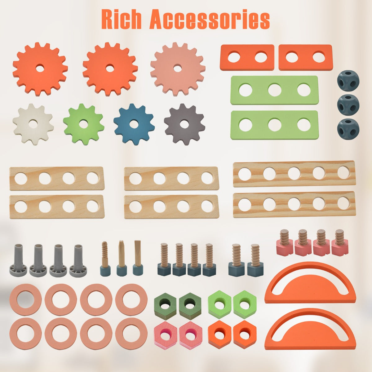 Large Wooden Tool Bench with Rich Tool Set & Realistic Accessories