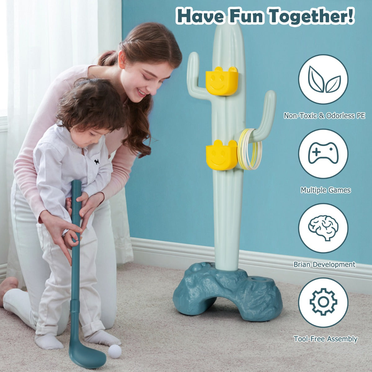 Cactus Toy Stand Rack with Sandbag-Toss for Kids 3+ Years Old