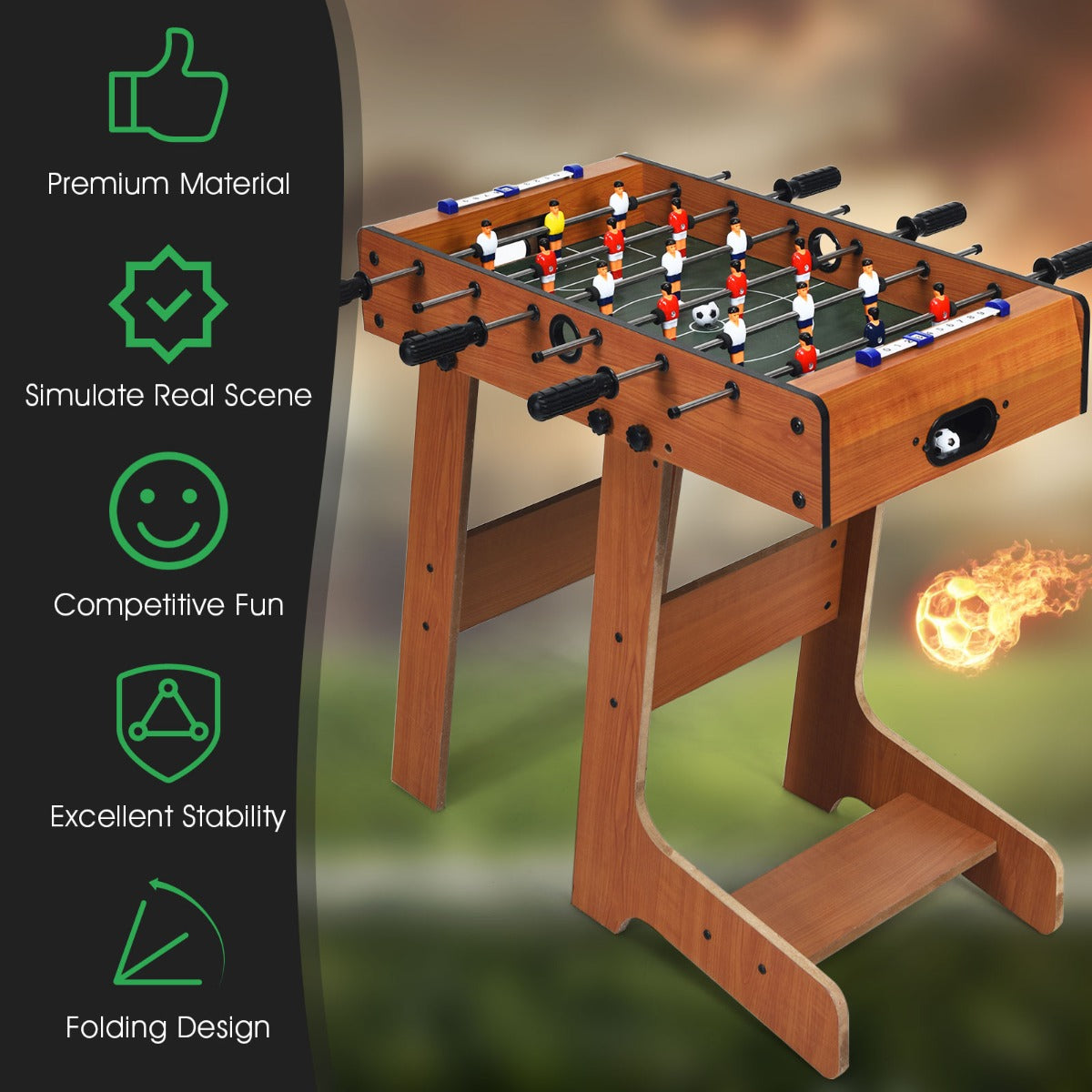 Tabletop Foosball Table with 2 Balls & Score Keeper for Game Room Pub