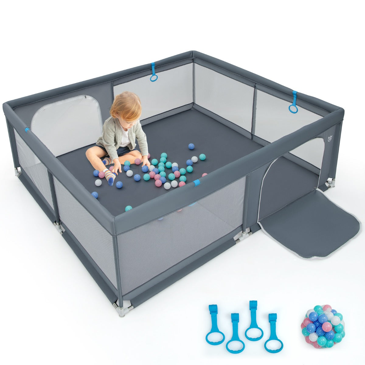 200 x 180 x 68 cm Baby Safety Playard with Soft Breathable Mesh