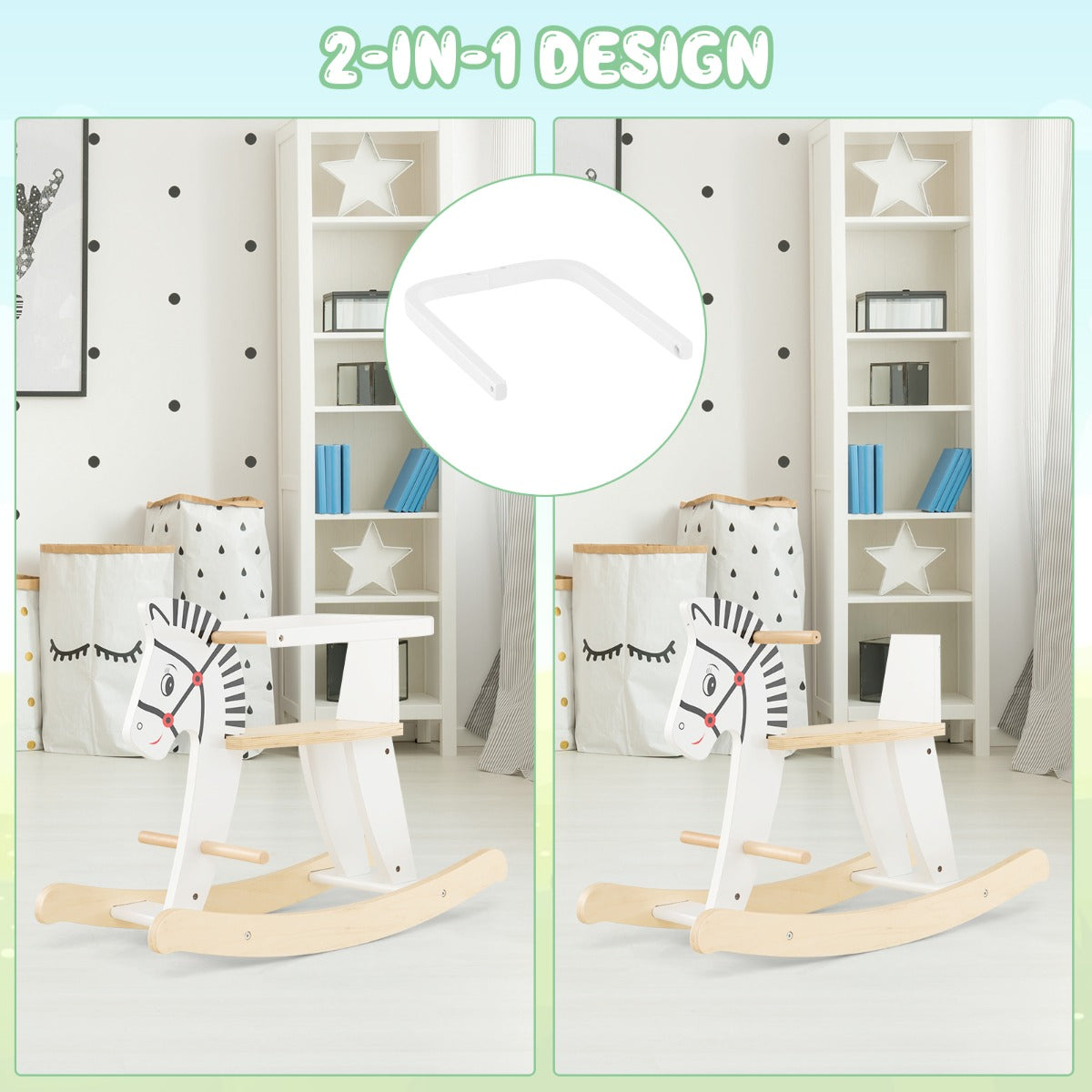 Wooden Rocking Horse with Detachable Fences