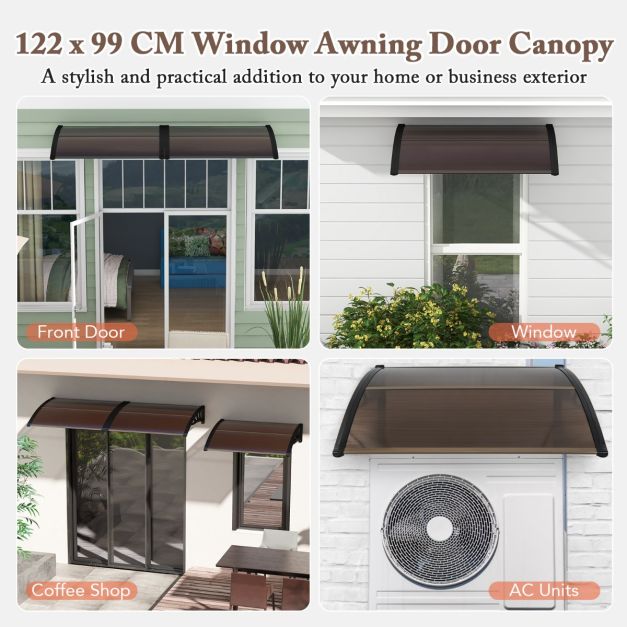 122 x 99 cm Window Door Awning Canopy with Sun Rain Snow Protection