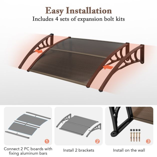 122 x 99 cm Window Door Awning Canopy with Sun Rain Snow Protection