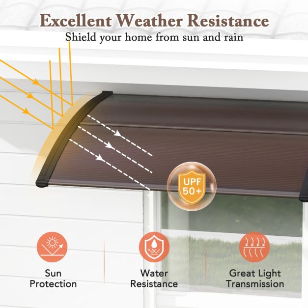 122 x 99 cm Window Door Awning Canopy with Sun Rain Snow Protection