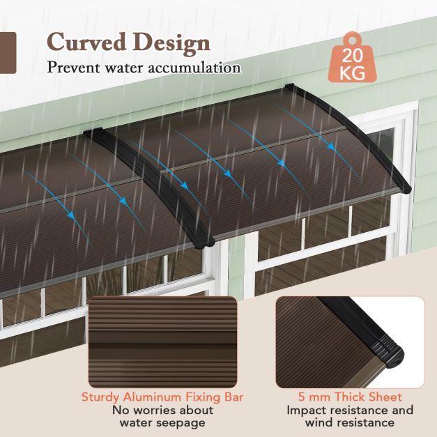 122 x 99 cm Window Door Awning Canopy with Sun Rain Snow Protection