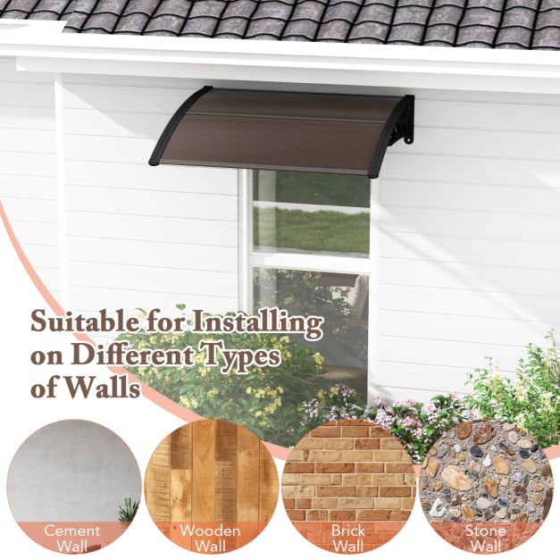 122 x 99 cm Window Door Awning Canopy with Sun Rain Snow Protection