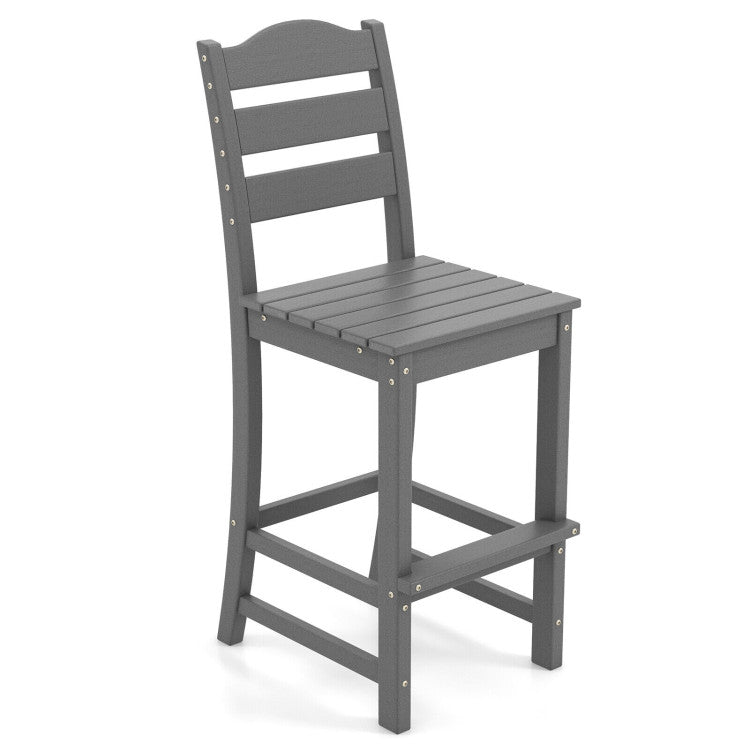 Outdoor All-Weather HDPE Bar Stool Patio 30 Inches Counter Height Bar Chair with Backrest and Footrest