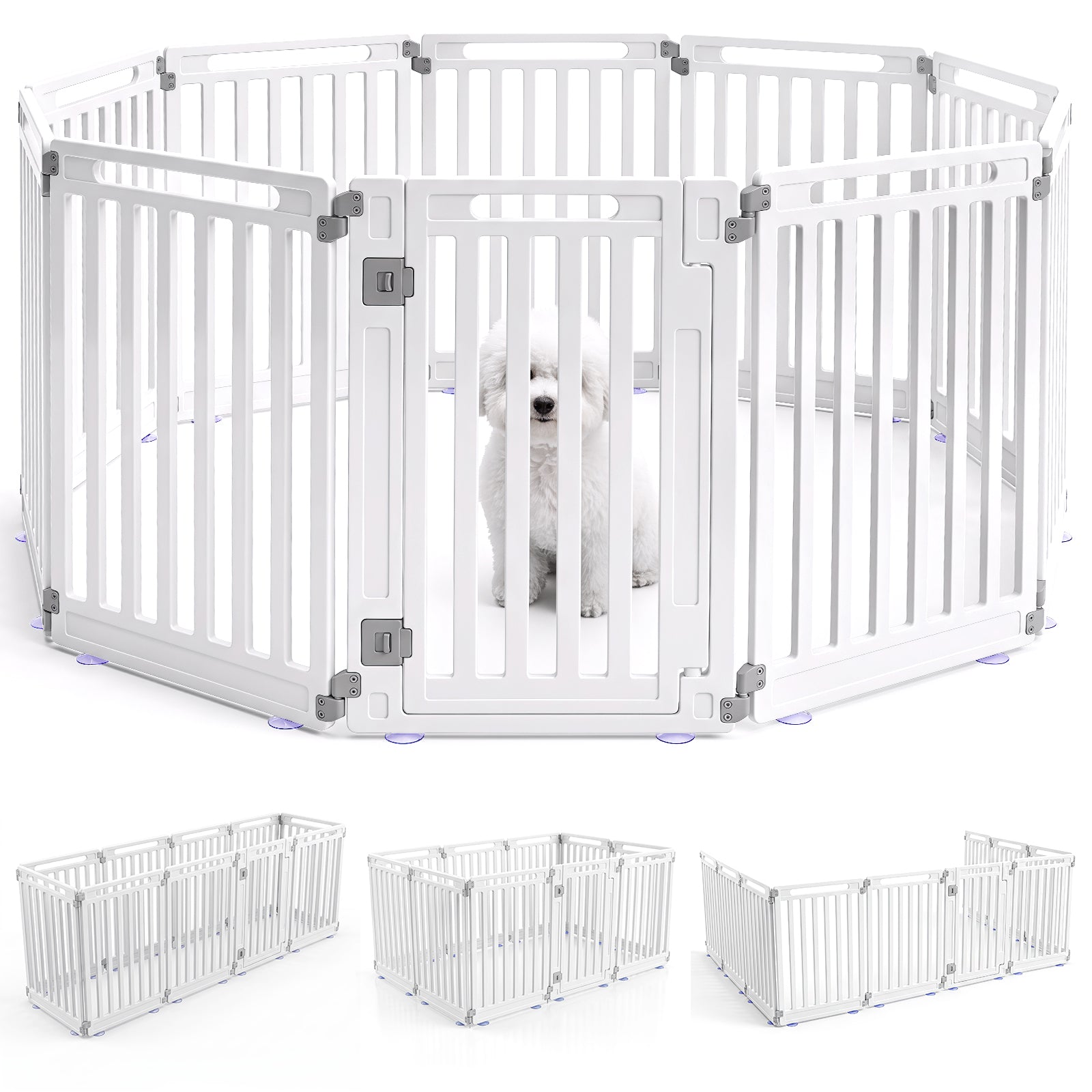 Indoor Outdoor Dog Playpen, 81cm Height, 8/10/12 Panels, Black/White