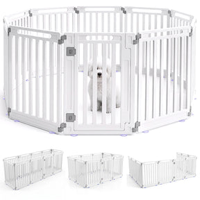 Indoor Outdoor Dog Playpen, 81cm Height, 8/10/12 Panels, Black/White