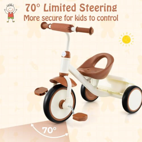 Toddler Tricycle, Kids Trike with Adjustable Seat and Storage Basket