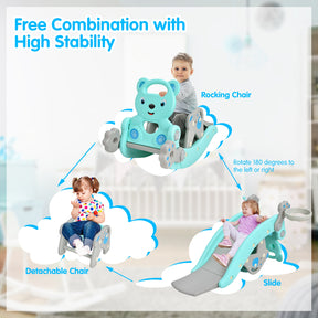 4-in-1 Rocking Horse Toys Toddler Slide with Basketball Hoop