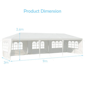 10 x 30 Feet Gazebo Canopy with 5 Removable Sidewalls for Outdoor Party Wedding