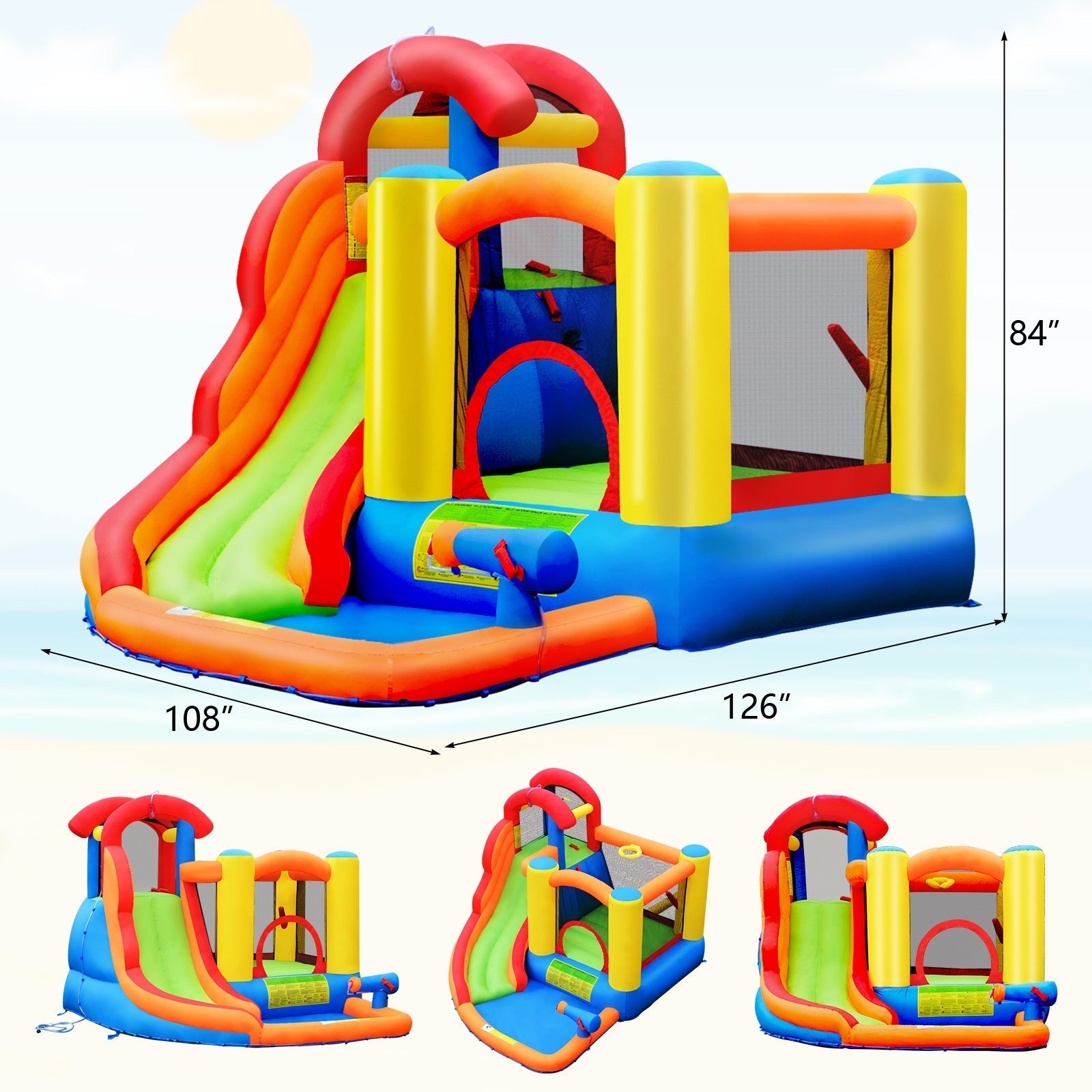 Kid Inflatable Bounce House Water Slide Castle with Blower