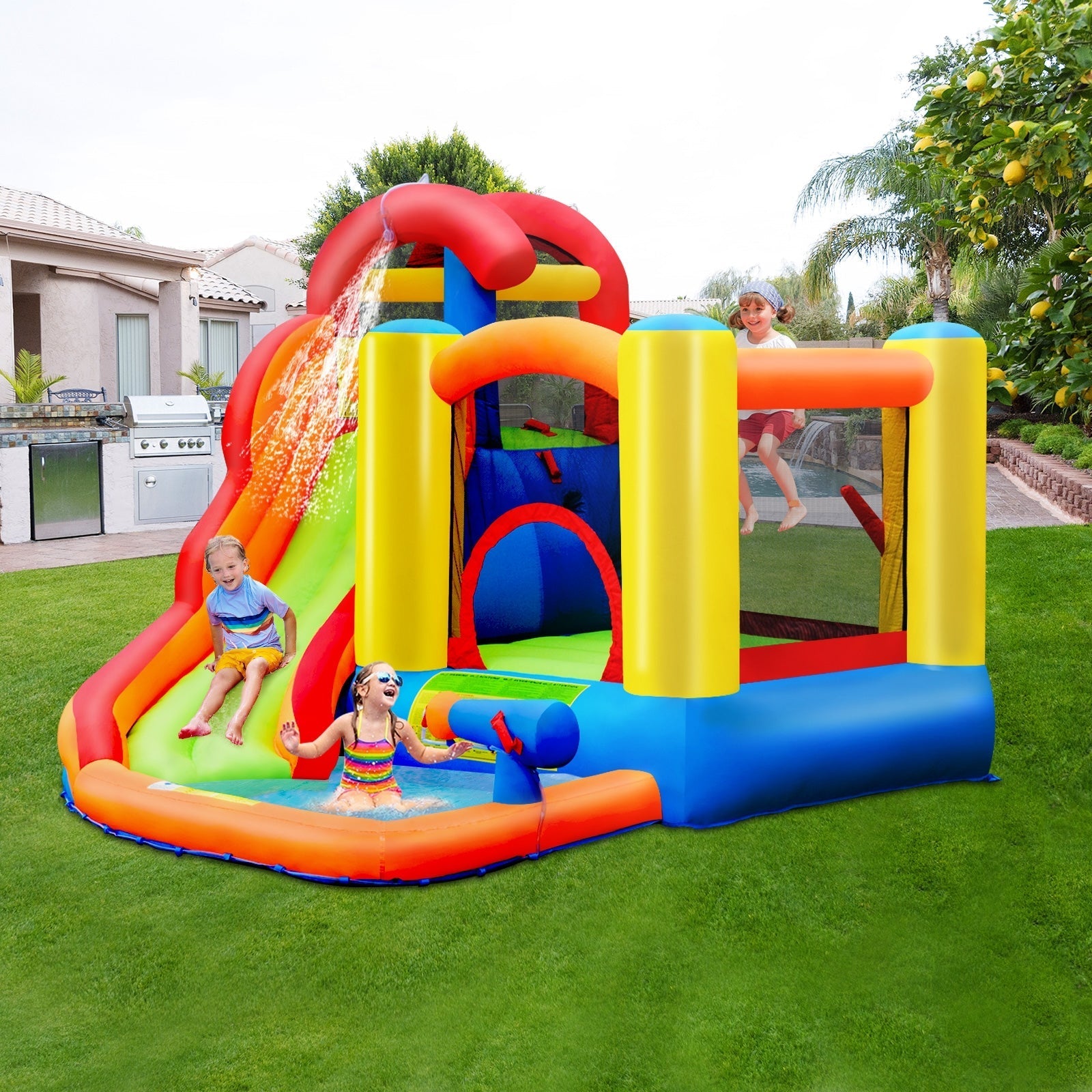 Kid Inflatable Bounce House Water Slide Castle with Blower