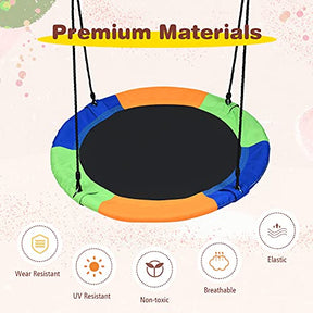 100cm Flying Saucer Tree Swing, Waterproof 600D Oxford Fabric Swing w/Sturdy Metal Frame & Adjustable Hanging Rope, Play Swing for Backyard, Playground