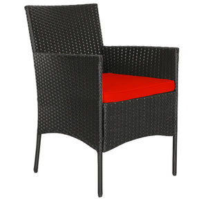 4 Pieces Patio Rattan Cushioned Sofa Set with Tempered Glass Coffee Table