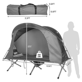 1-Person Cot Elevated Compact Blackout Tent Set with External Cover for Camping & Outdoor Hiking
