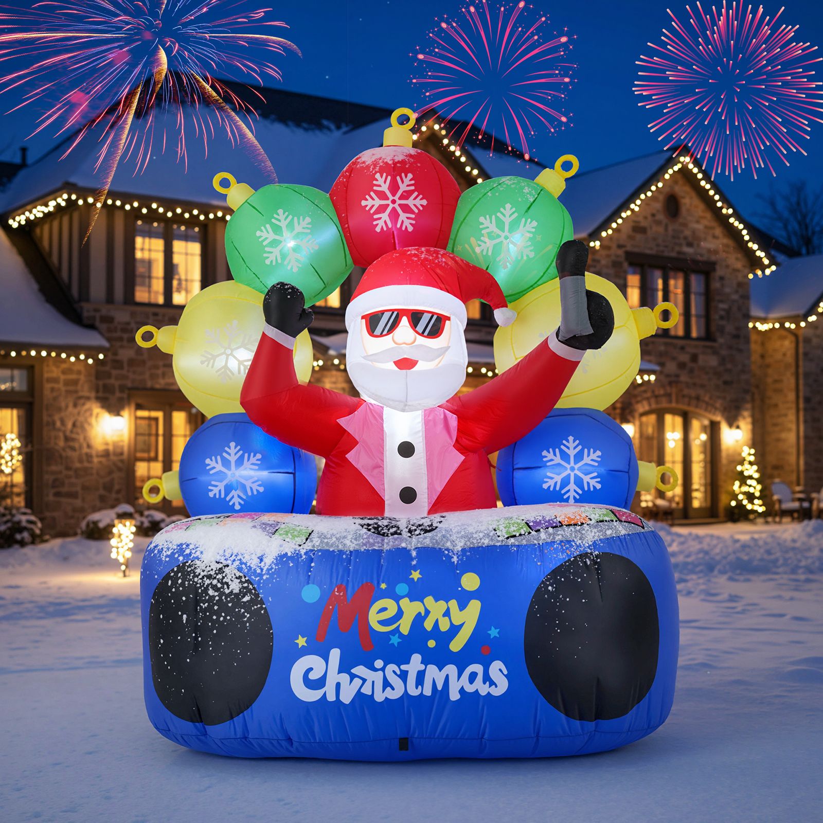 1.8 M Inflatable DJ Santa Blow up Christmas Party Santa Claus Decoration