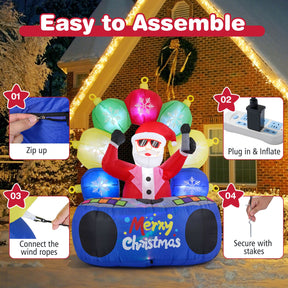 1.8 M Inflatable DJ Santa Blow up Christmas Party Santa Claus Decoration