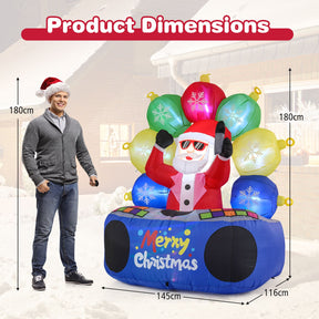 1.8 M Inflatable DJ Santa Blow up Christmas Party Santa Claus Decoration