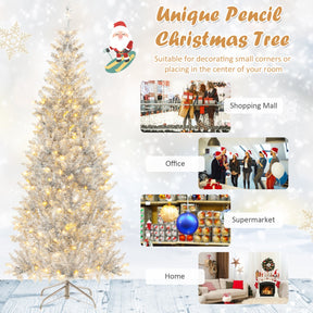 1.8 M Artificial Xmas Tree Silver with Tinsel Leaves and 790 Branch Tips