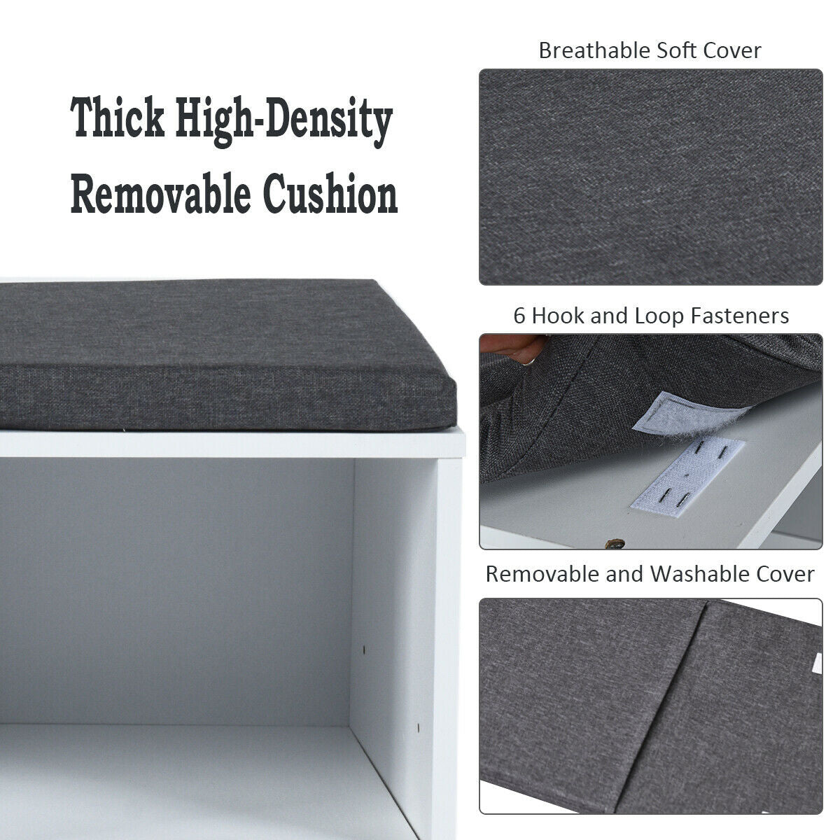 10-Cube Organizer Shoe Storage Bench  for Entryway & Hallway with Cushion