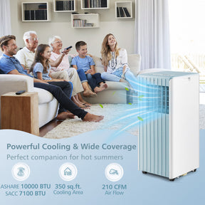 Hikidspace 10000 BTU 3-in-1 Portable Air Conditioner Cools 350 Sq.Ft with Dehumidifier
