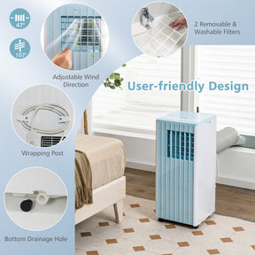 Hikidspace 10000 BTU 3-in-1 Portable Air Conditioner Cools 350 Sq.Ft with Dehumidifier