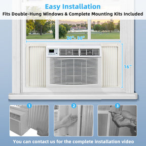 10000 BTU Smart Window Air Conditioner 120V/60Hz Window AC Unit with Adjustable Wind Direction and Remote Control