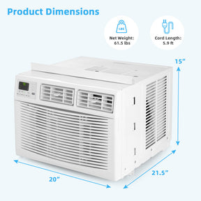 10000 BTU Smart Window Air Conditioner 120V/60Hz Window AC Unit with Adjustable Wind Direction and Remote Control